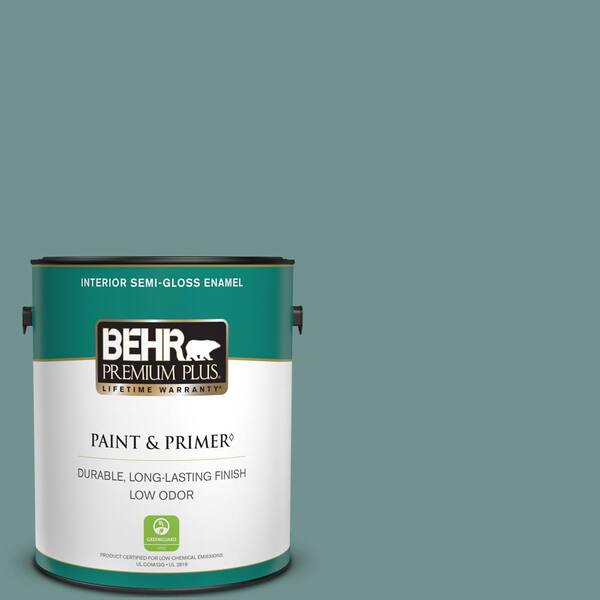 BEHR PREMIUM PLUS 1 gal. #ECC-60-3 Pool Tide Semi-Gloss Enamel Low Odor Interior Paint & Primer