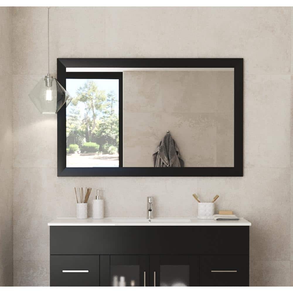 Espresso 48" Rectangular Wood Bathroom Vanity Mirror