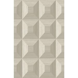 Sand Dollar Squared Away Geometric Embossed Vinyl Unpasted Wallpaper Roll (60.75 sq. ft.)