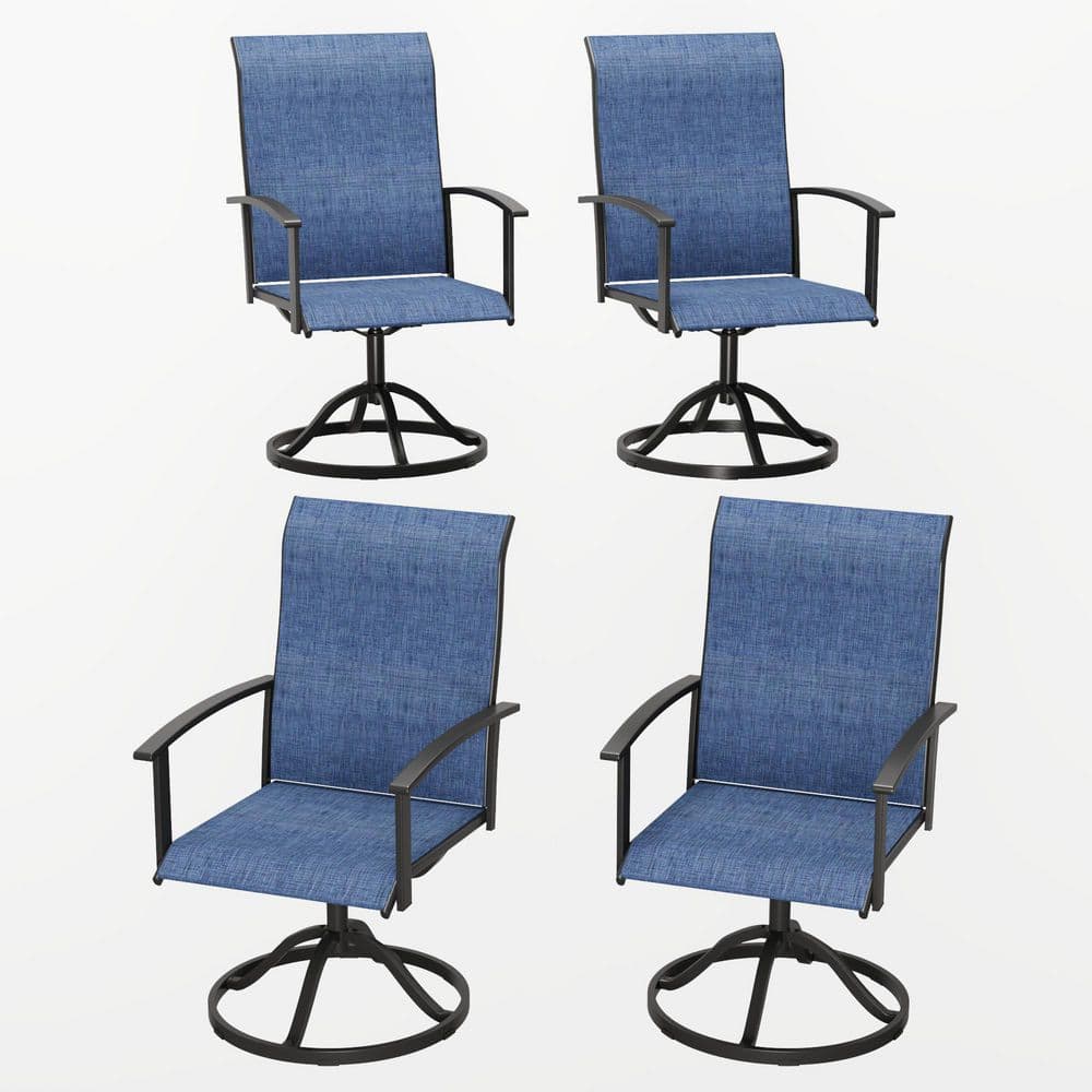 4-Piece Outdoor Patio Swivel Dining Chairs with All-Weather Metal Frame and Breathable Textilene Fabric in Blue price history on PriceWatchPro