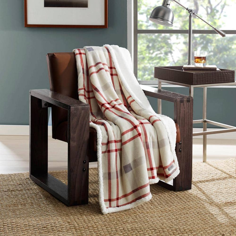 50"x60" Plaid Reversible Sherpa Fleece Throw Blanket