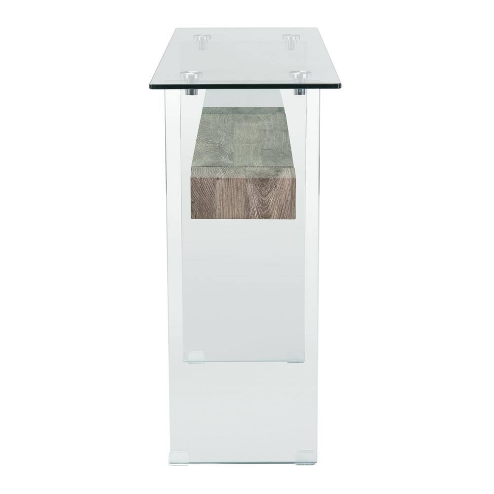 Kayley Grey Oak and Glass Console Table with Geometric Lines