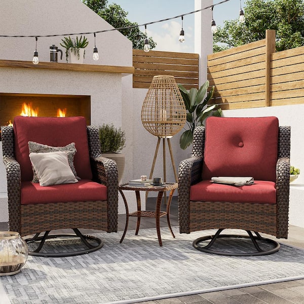 ELPOSUN 3-Piece Wicker Patio Conversation Set with Cushion and Side Table
