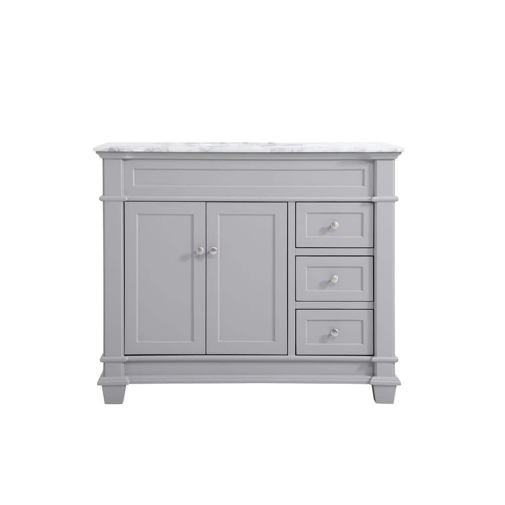 Simply Living 42 in. Single Bathroom Vanity in Grey with Marble Vanity Top 