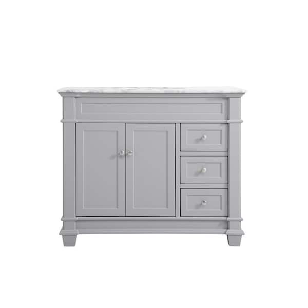 Unbranded Simply Living 42 in. Single Bathroom Vanity in Grey with Marble Vanity Top in Cararra White