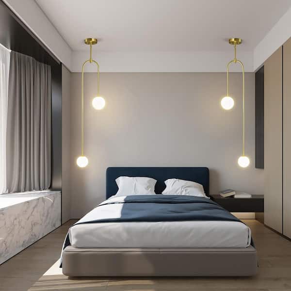ZHLWIN Home Light 40-Watt 2-Lights Gold Modern Pendant Light