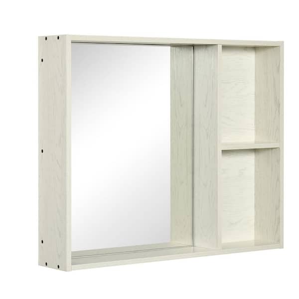 31.5 in. W x 25.5 in. H Rectangular White Surface Mount Medicine Cabinet with Mirror