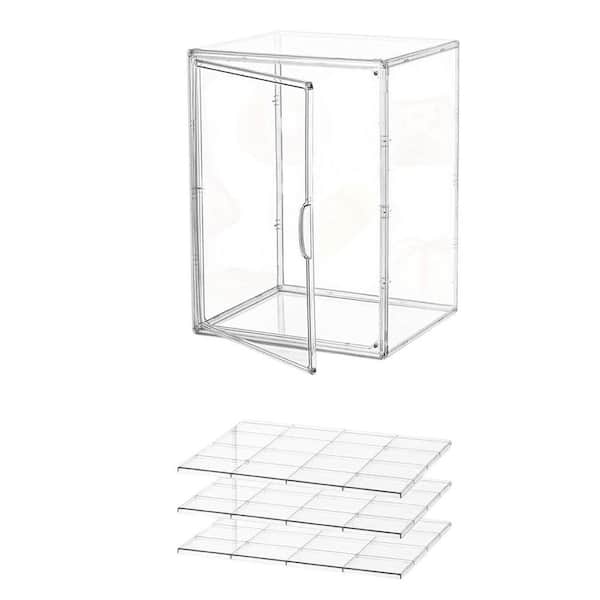 1 Pack 4 Layers Adjustable Clear Bread Storage Box with Magnetic Door for Kitchen Countertop Pastry Display Case Set