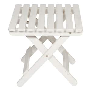 Adirondack Eggshell White Square Wood Outdoor Side Folding Table