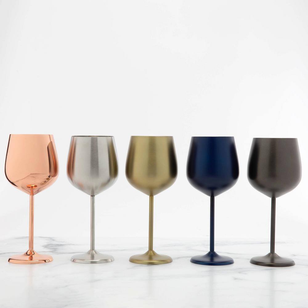 18 oz Copper Stainless Steel Wine Glass Set of 4