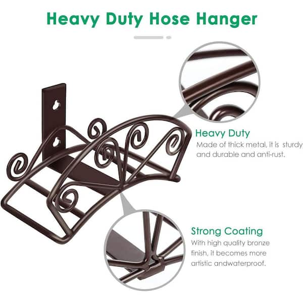 Toolflex Heavy Duty Wall Mounted Hose Hanger 8.5 in. by 6.5 in. Holds Up to 100 ft Hose Black Galvanized Wire