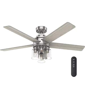 Agnew 52 in. LED Indoor Brushed Nickel Ceiling Fan with Light and Remote