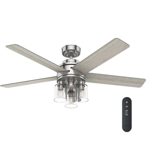 Hunter Agnew 52 in. LED Indoor Brushed Nickel Ceiling Fan with Light and Remote