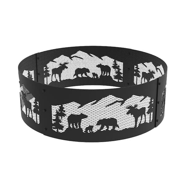 Decorative 36 in. x 12 in. Round Steel Wood Fire Pit Ring - Northern Woods