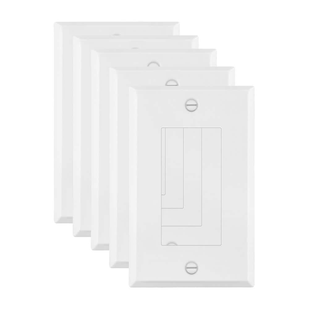 White Matte Stainless Steel 1-Gang Rocker Wall Plate Set