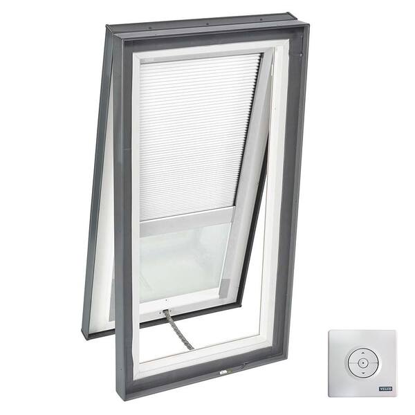 VELUX 22-1/2 in. x 46-1/2 in. Solar Powered Venting Curb-Mount Skylight w/ Laminated Low-E3 Glass, White Room Darkening Blind