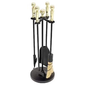 22 in. Tall Polished Brass Paxton 5-Piece Mini Fireplace Tool Set