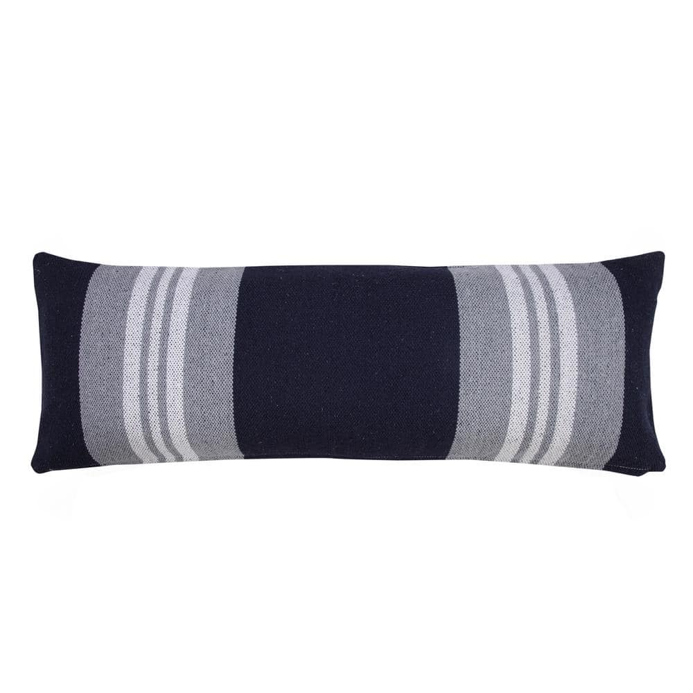 Classic Navy Blue / Gray / White 14 in. x 36 in. Coastal Club Double Stripe