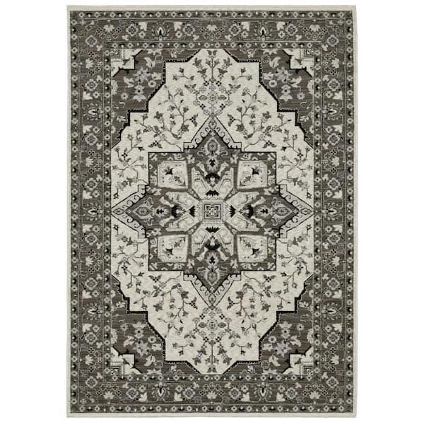 Gray 3 x 5 ft. Loomed Medallion Rectangle Indoor Area Rug