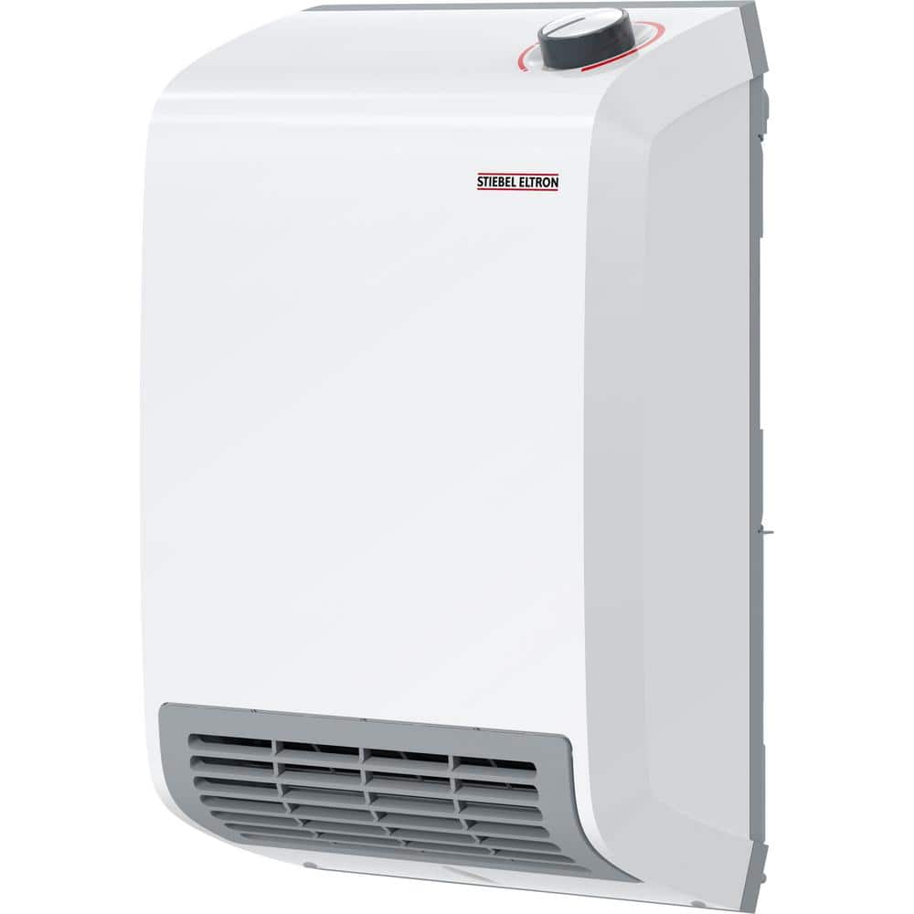 Gloss White Wall-Mounted Electric Fan Heater with Thermostat
