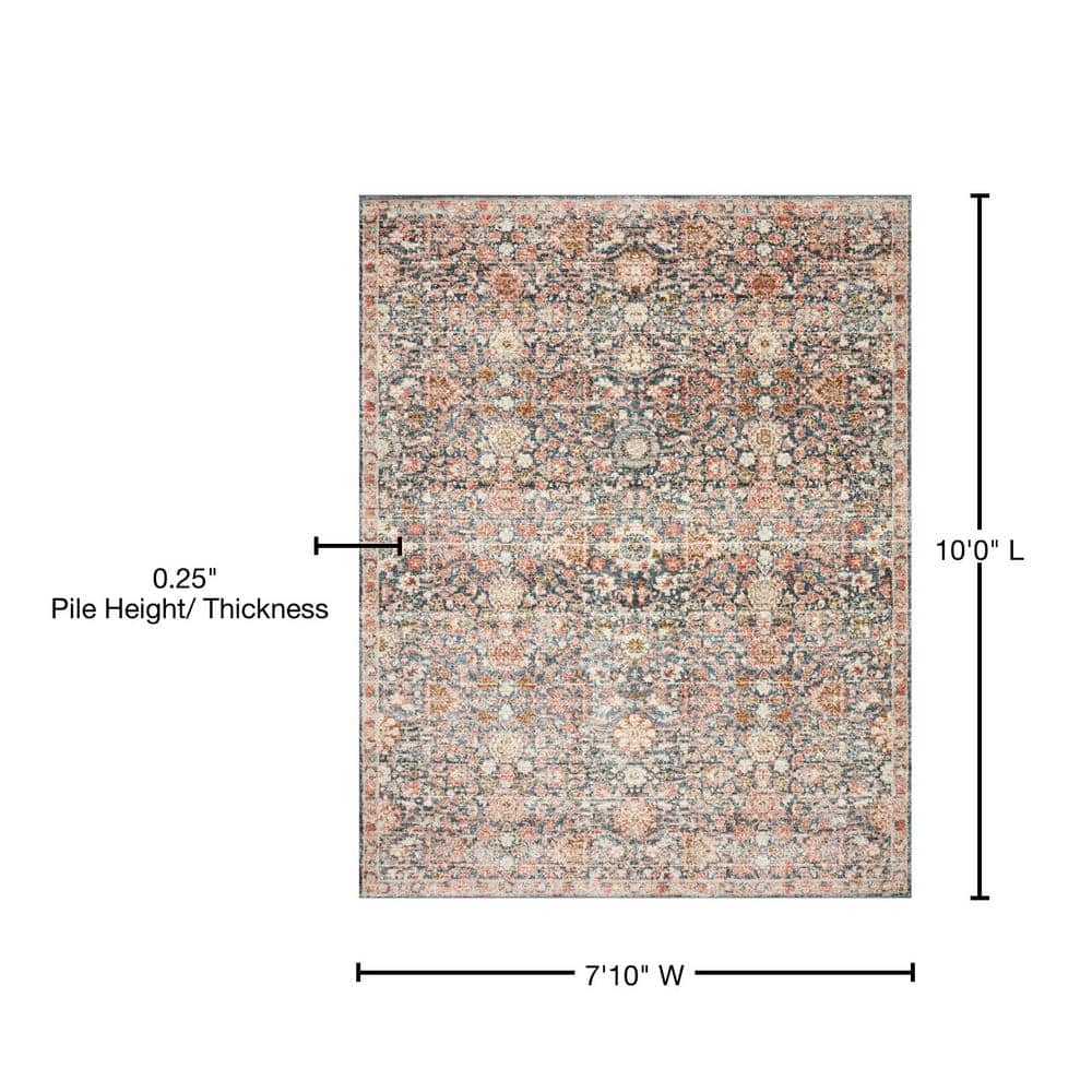 Saban Navy and Rust Stain-Resistant Wool Area Rug