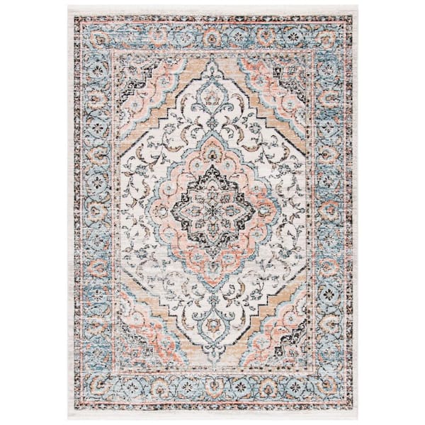 SAFAVIEH Shivan Gray/Blue 9 ft. x 12 ft. Floral Border Area Rug