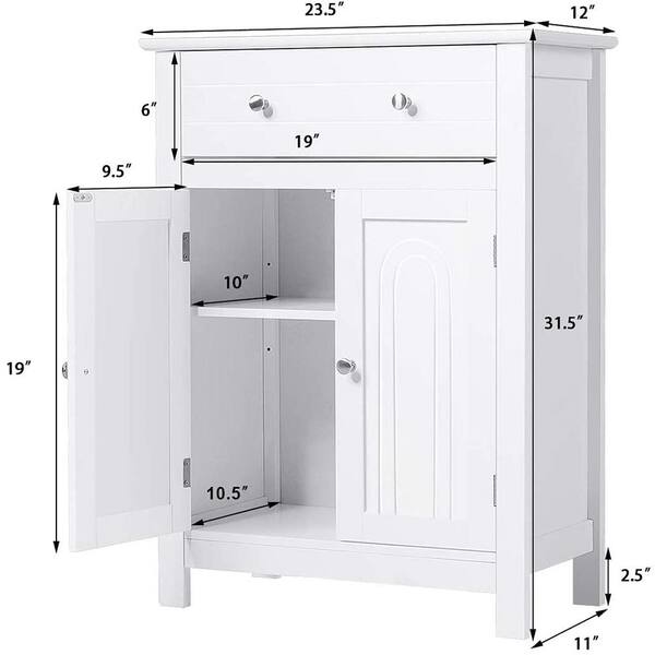 Livingandhome Freestanding Tall Bathroom Storage Cabinet W 350 x D 310 x H  1741 mm