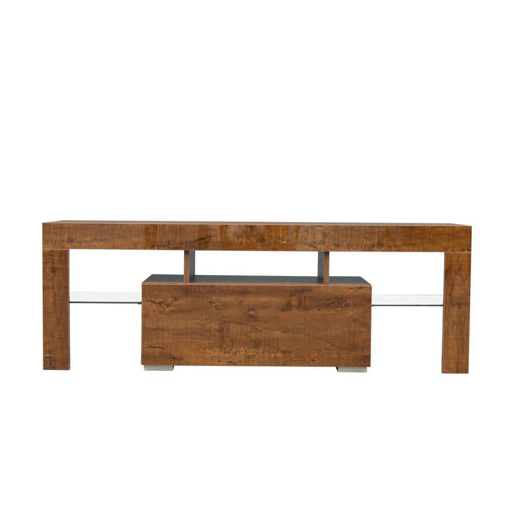 51.18 in. Walnut TV Stand Fits TVs up to 55 in. with RGB Lights