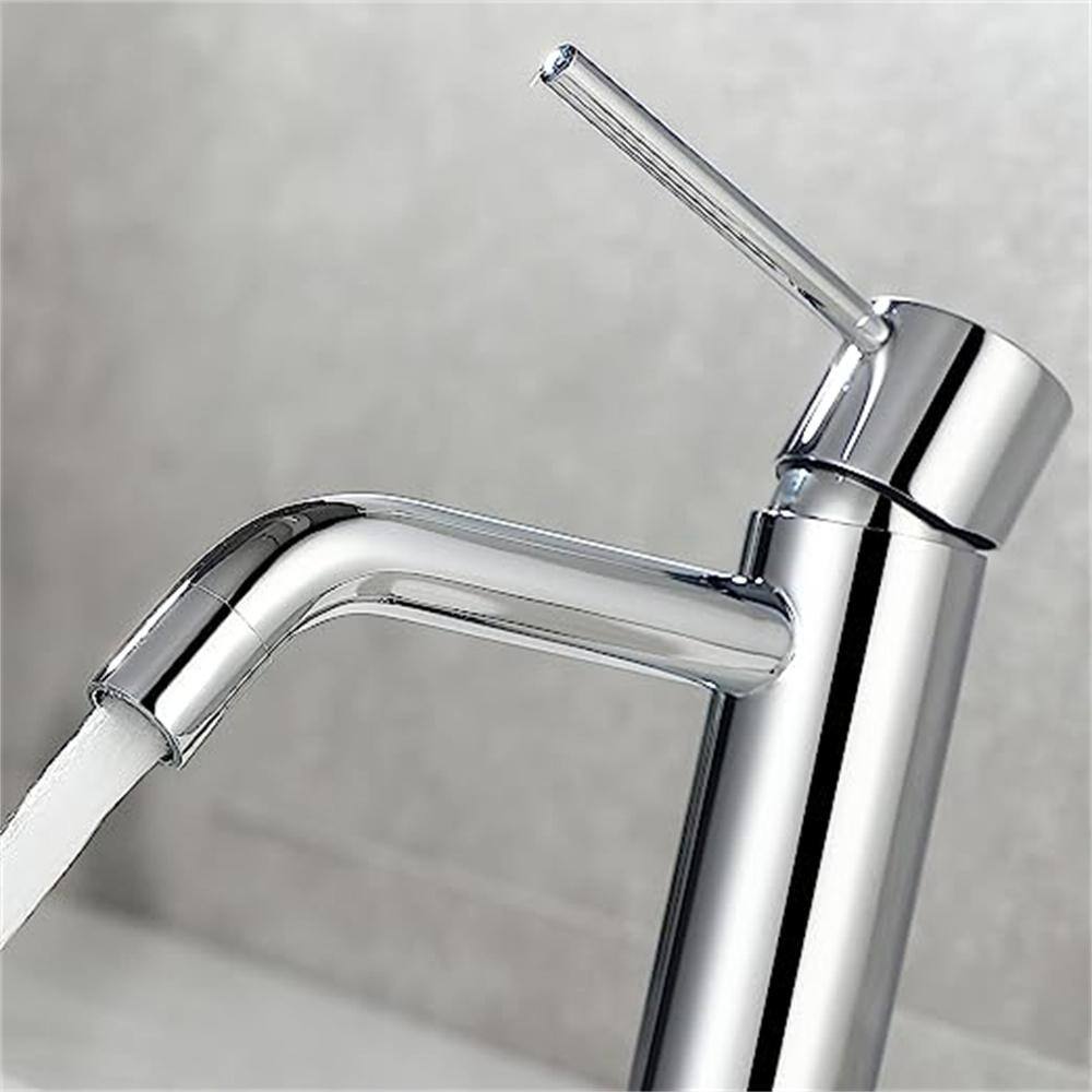 Chrome Single Handle Bathroom Faucet with Pop-Up Drain