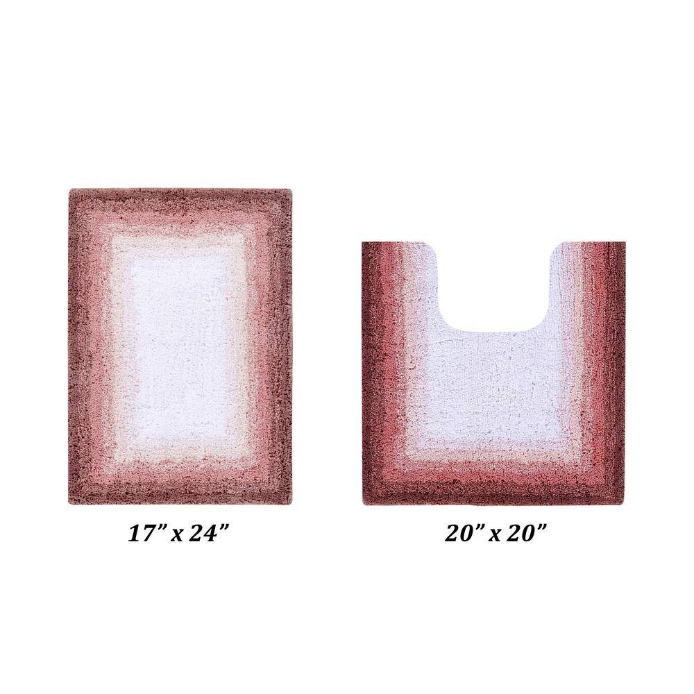 Rose Ombre Cotton Tufted Bath Rug Set, 2 Pieces