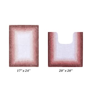Torrent Collection Rose 17 in. x 24 in., 20 in. x 20 in. 100% Cotton 2 Piece Bath Rug Set