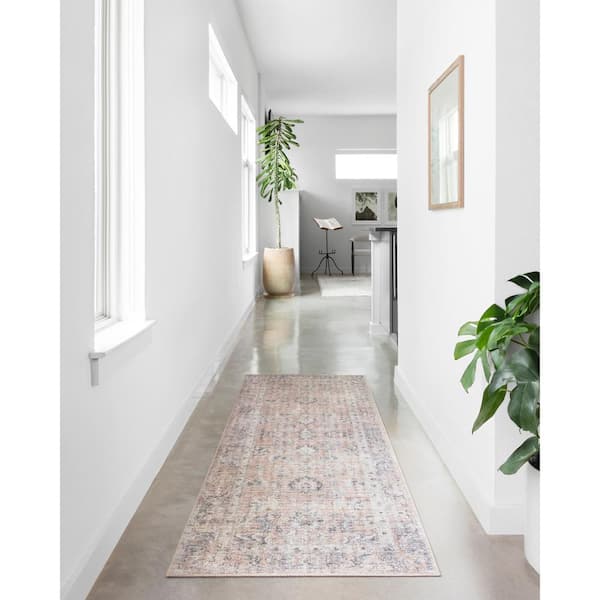 Loloi Skye Blush/Grey 9 ft. x 12 ft. Printed Boho Vintage Area Rug