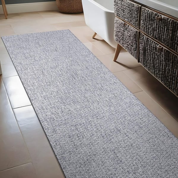 Grey 2 ft. x 7 ft. Wooly Easy Jute Washable Indoor Outdoor Area Rug