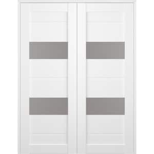 Vita 48 in. x 83.25 in. Both Active 2-Lite Frosted Glass Bianco Noble Wood Composite Double Prehung French Door