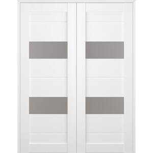 Vita 64 in. x 95.25 in. Both Active 2-Lite Frosted Glass Bianco Noble Wood Composite Double Prehung French Door