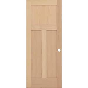 32 in. x 80 in. Universal 3-Panel Mission Solid Unfinished Red Oak Wood Pre-Bored Interior Door Slab