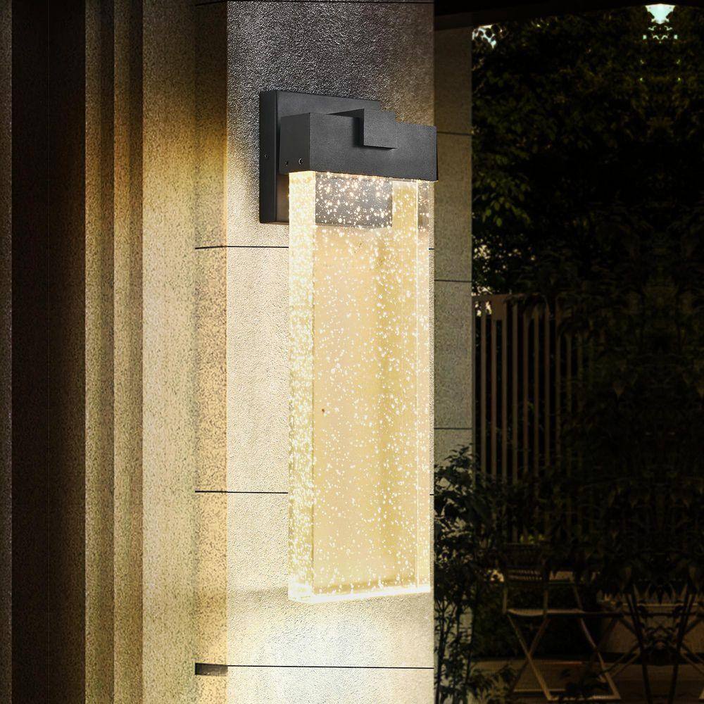 1-Light Black LED Wall Sconce with Bubble Crystal, Weatherproof Up and Down Lighting price history on PriceWatchPro