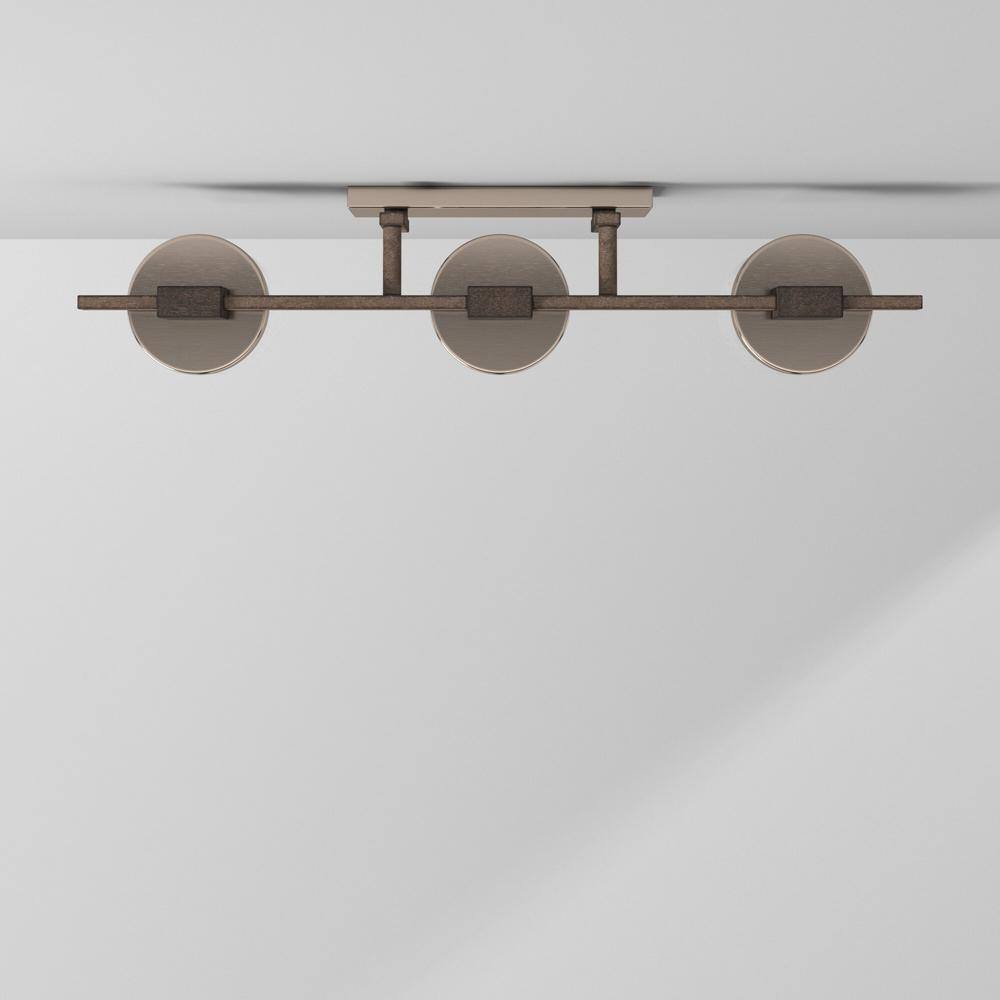 Stone Grey Brushed Nickel 3-Light Seedy Glass Vanity Light