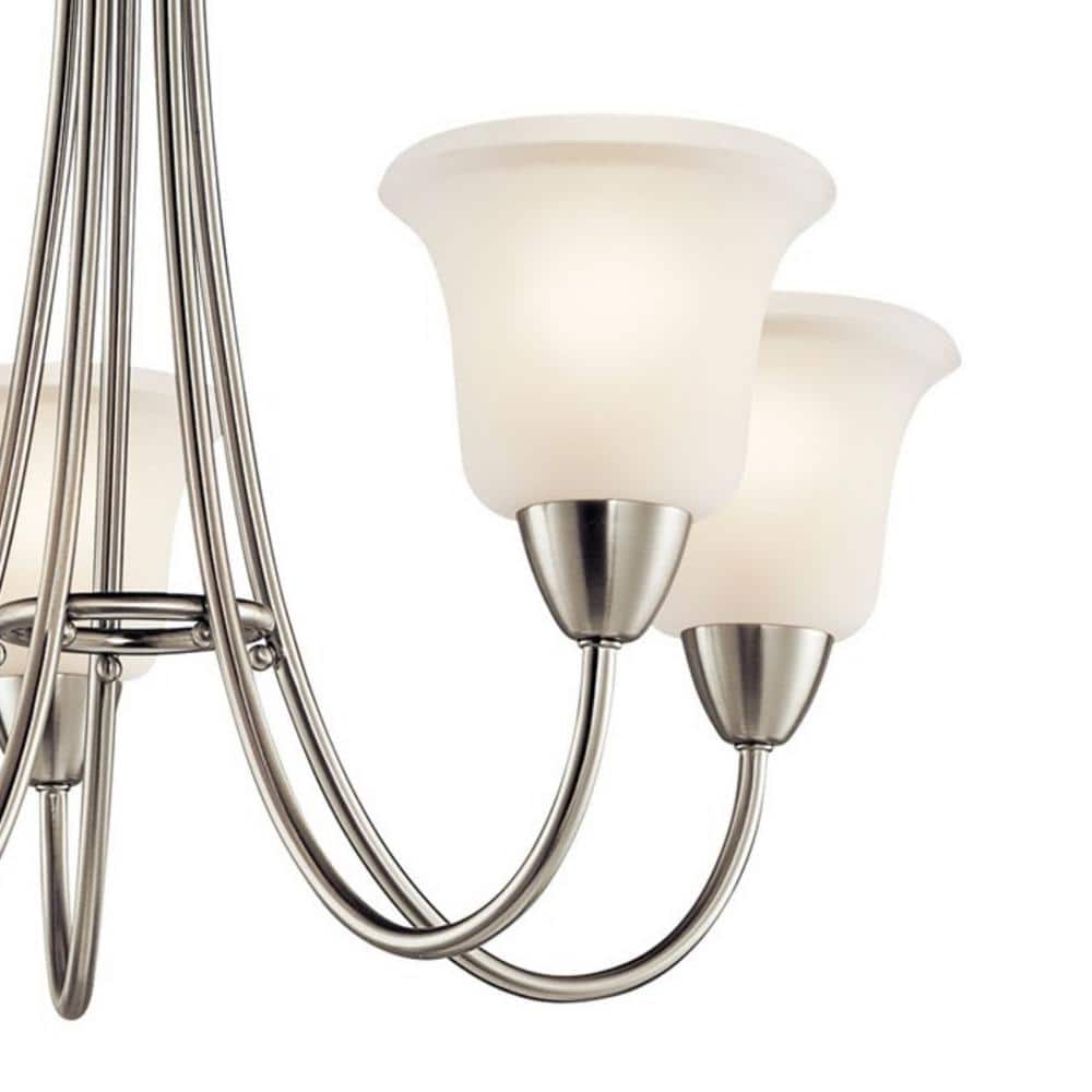 Nicholson 21" Brushed Nickel 5-Light Chandelier with Satin Etched Glass