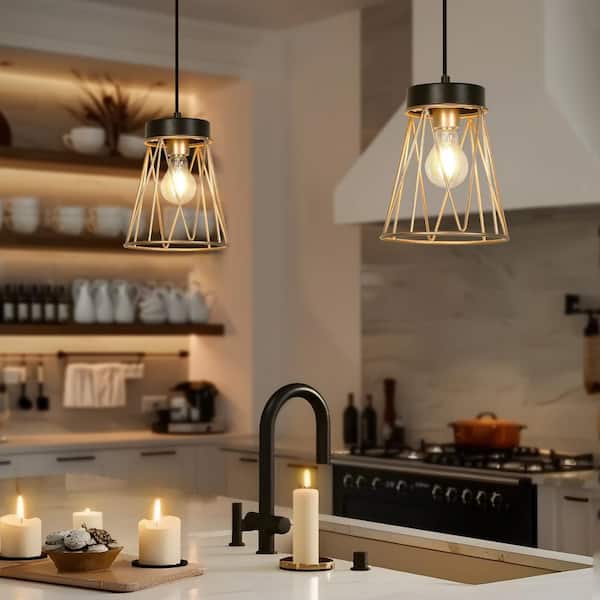 Zevni 21 in. 4-Light Brass Island Pendant Light, Modern