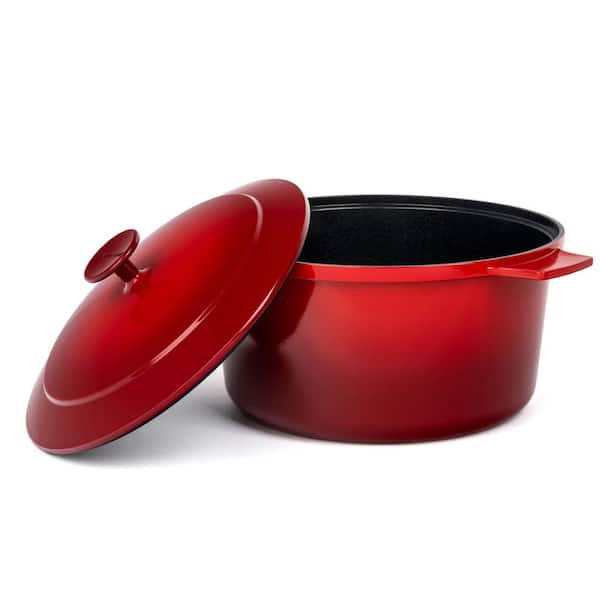 5.5 Qt Enameled Cast-Iron Series 1000 Covered Round Dutch Oven - Majolica  Red - Tramontina US
