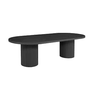 Harmonique Black Wood 123 in. L Double Pedestal Extendable Dining Table (Seats 10)
