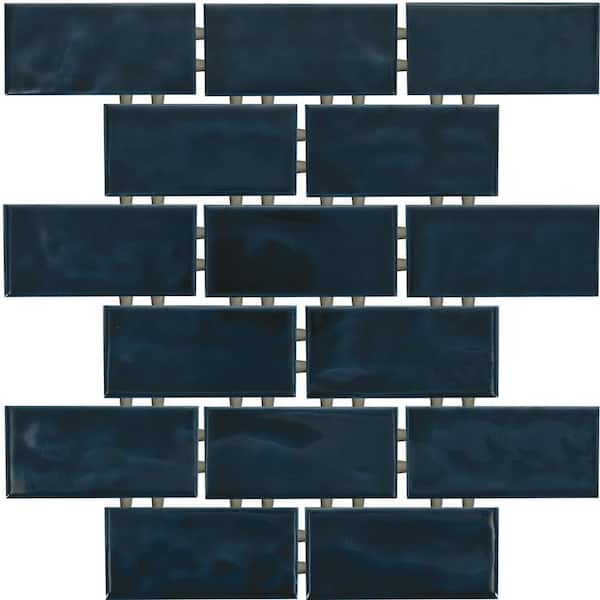 Marazzi Artezen Deep Blue 12 in. x 12 in. Glossy Ceramic Brick