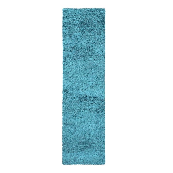 SUPERIOR Shag Cyan 2 ft. 7 in. x 8 ft. Elegant Soft Plush Area Rug