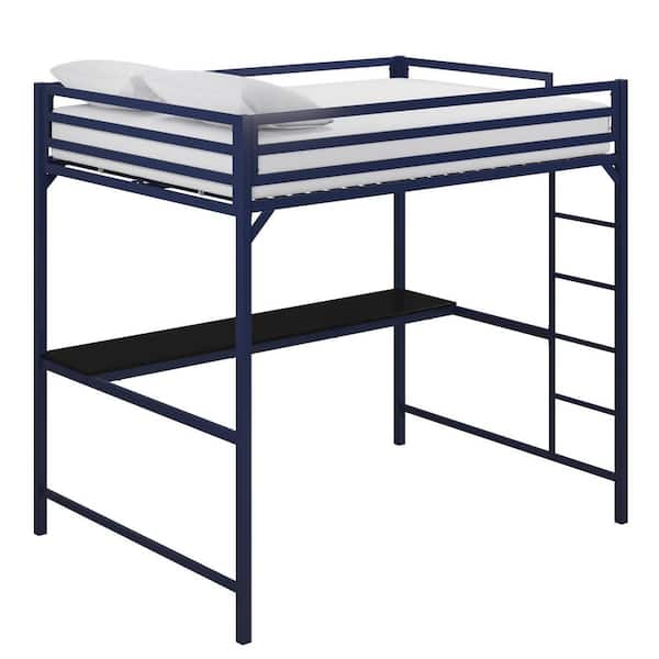 DHP Mabel Blue Metal Full Loft Bed with Desk