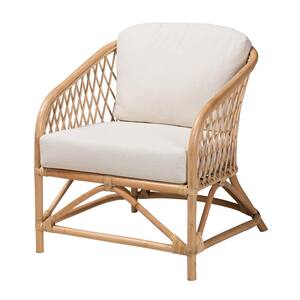 Patsy White and Natural Brown Armchair