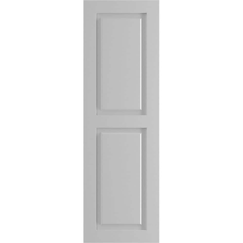 Ekena Millwork 12" x 49" True Fit PVC Two Equal Raised Panel Shutters, Primed (Per Pair)