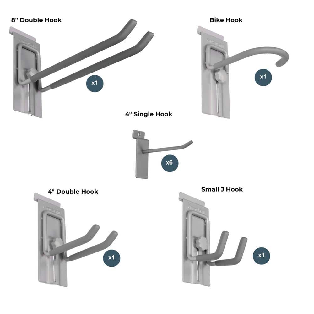 CrownWall 10-Piece Gray Steel Slatwall Hook Kit