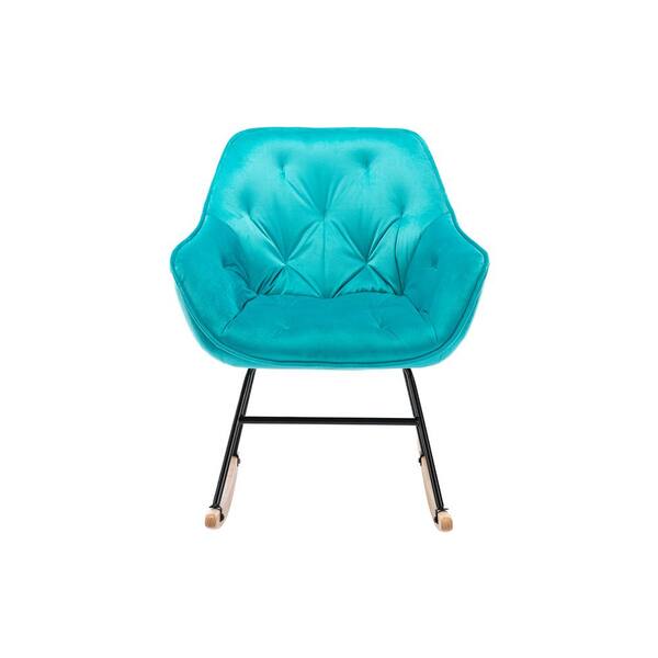 Jushua Light Blue Modern Rocking Upholstered Accent Chair for Playroom, Bedroom and Living Room Small Contemporary Rocker