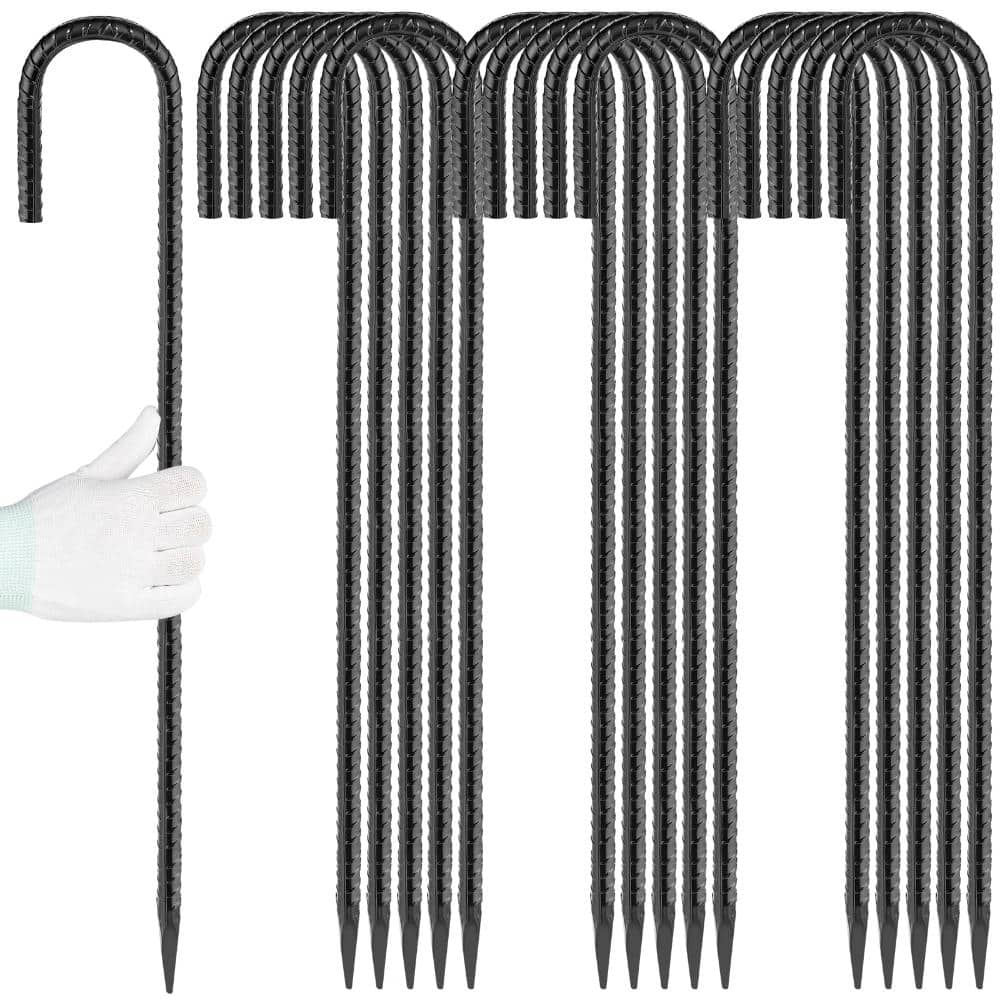 24 in. x 3/8 in. J Hook Rebar Stakes with Chisel Point Black 16-Pack price history on PriceWatchPro